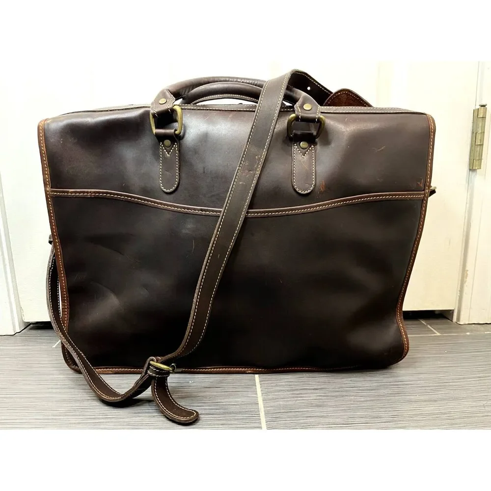 Tusting Levenger Marston Leather Ziptop Briefcase Messenger Bag